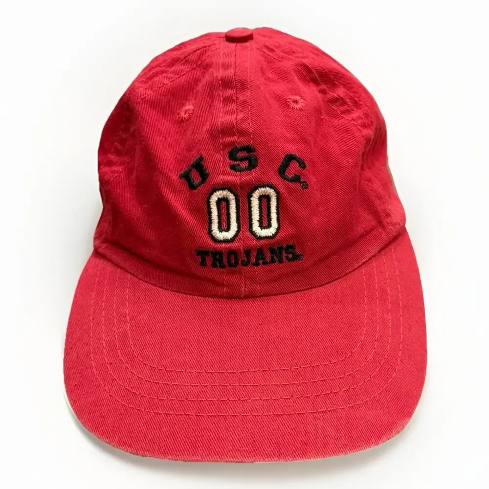 Vintage USC 00 Trojans Men’s Red Adjustable Strapback Hat Baseball Cap Size M/L